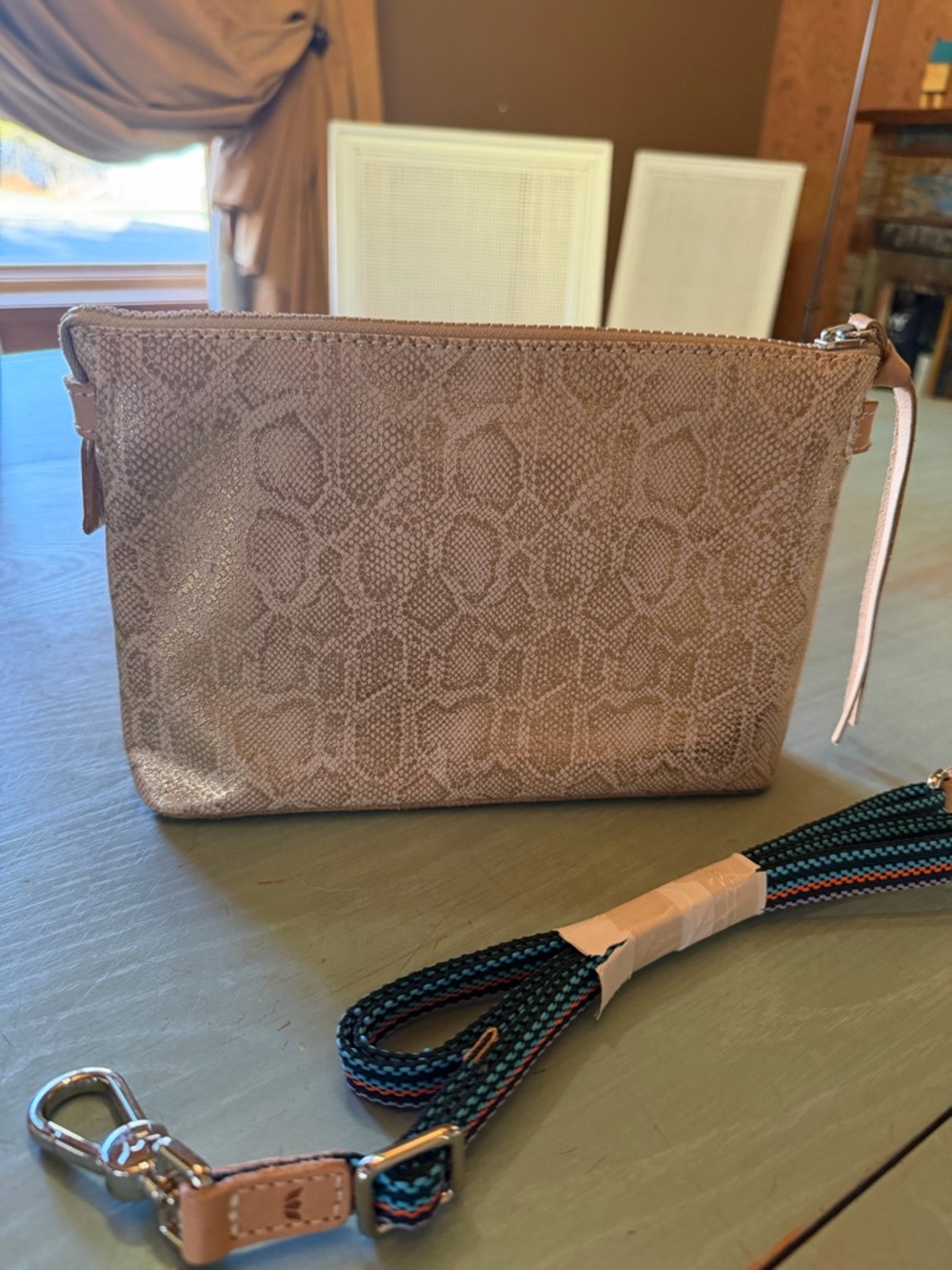 Consuela Leah Midtown Gold Python Print Crossbody Bag & matching card organizer - Picture 13 of 14